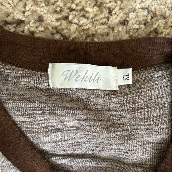 Wekili | Color Block Long-Sleeve Tunic Tops Crew Neck Sweatshirt Pockets - Picture 3 of 10